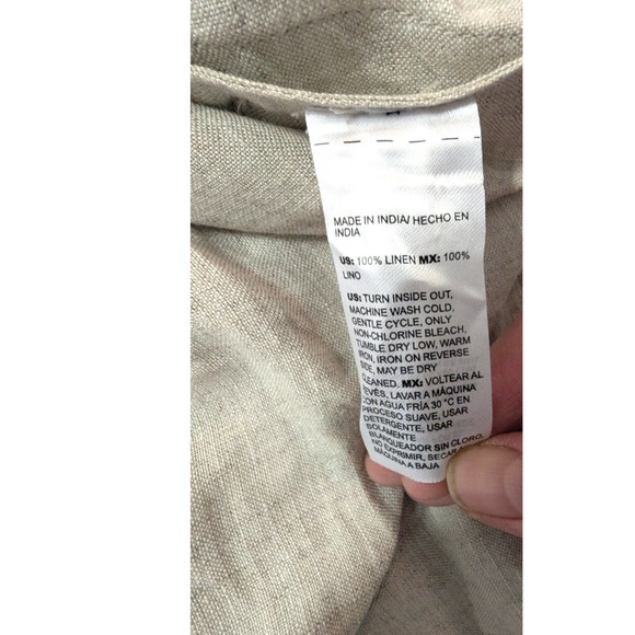 Chicos $169 Khaki Rhinestone Linen Tunic Maxi Dress 3 US16/18 Resort Costal Boho - Picture 8 of 10